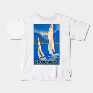 Sailing on the Thunersee, Switzerland - Vintage Travel Poster Design Kids T-Shirt